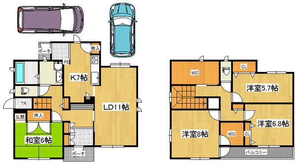 Floor plan. 34,800,000 yen, 4LDK, Land area 182.08 sq m , Building area 132.53 sq m