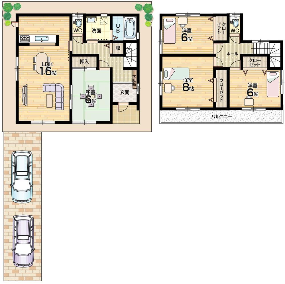 Floor plan. 24,300,000 yen, 4LDK, Land area 148.89 sq m , Building area 104.33 sq m floor plan 4LDK! All rooms 6 quires more!