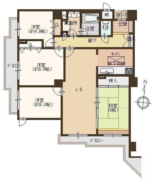 Floor plan. 4LDK, Price 15.8 million yen, Occupied area 94.18 sq m , Because there is 94.18 sq m on the balcony area 19.94 sq m spacious floor plan, We relaxed