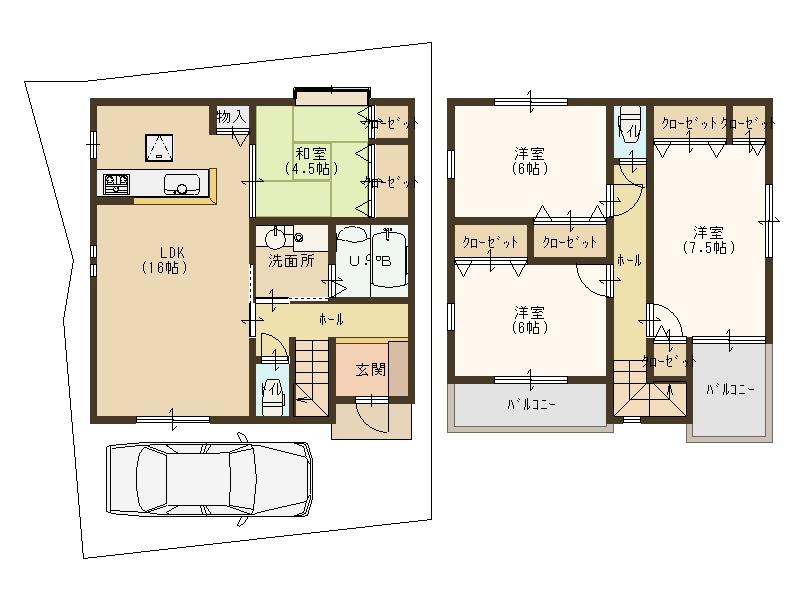 Floor plan. 22,800,000 yen, 4LDK, Land area 92.58 sq m , It is comfortable so we take the building area 96.39 sq m spacious 4LDK