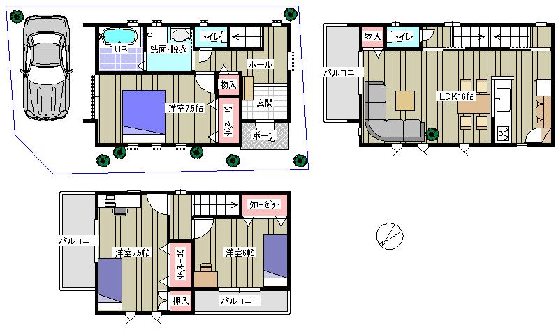 Floor plan. 26,335,000 yen, 3LDK, Land area 70 sq m , Building area 37.78 sq m building plan example (floor plan)