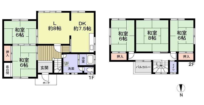 Floor plan. 24,800,000 yen, 5LDK, Land area 154.7 sq m , Building area 154.7 sq m