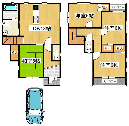 Floor plan. 19 million yen, 4LDK, Land area 96.1 sq m , Building area 90.25 sq m