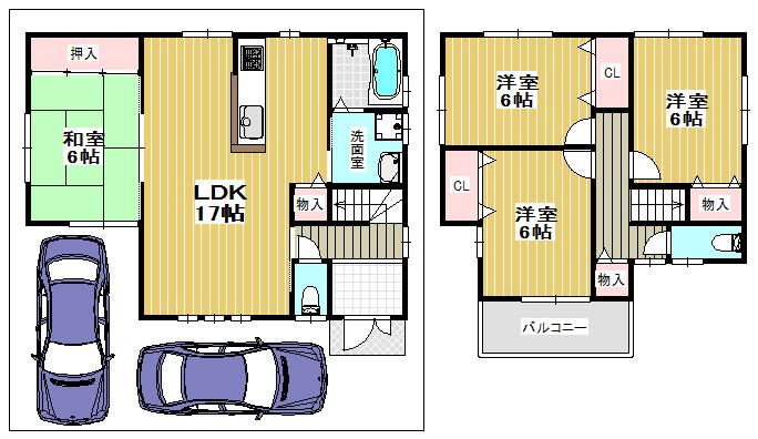 Floor plan. 26,800,000 yen, 4LDK, Land area 104 sq m , Building area 95 sq m Reference Floor Plan view