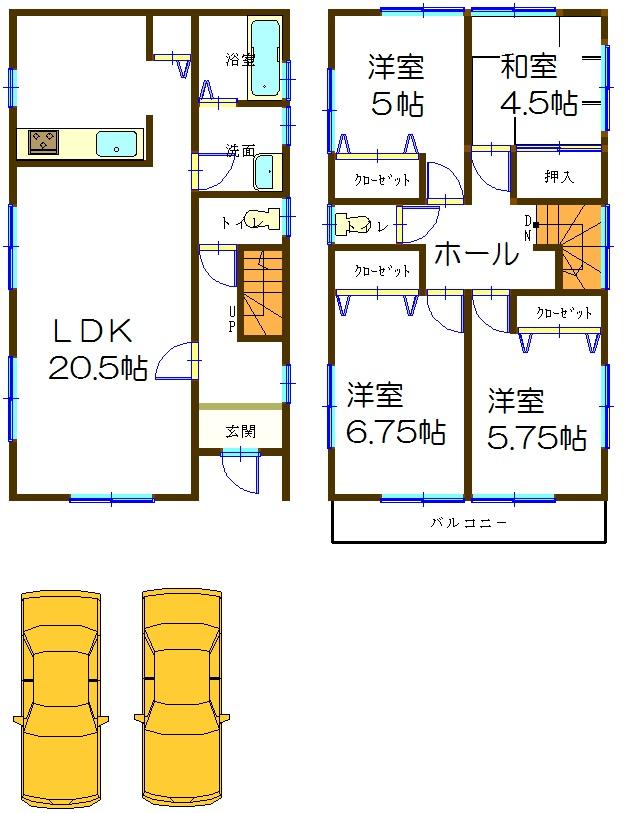 Floor plan. Price 24,800,000 yen, 4LDK, Land area 129.09 sq m , Building area 102.68 sq m