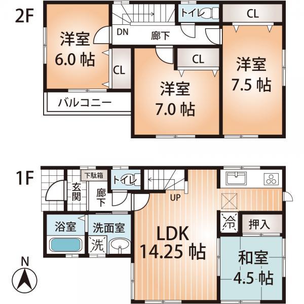 Floor plan. 24,800,000 yen, 4LDK, Land area 110 sq m , Building area 94.39 sq m