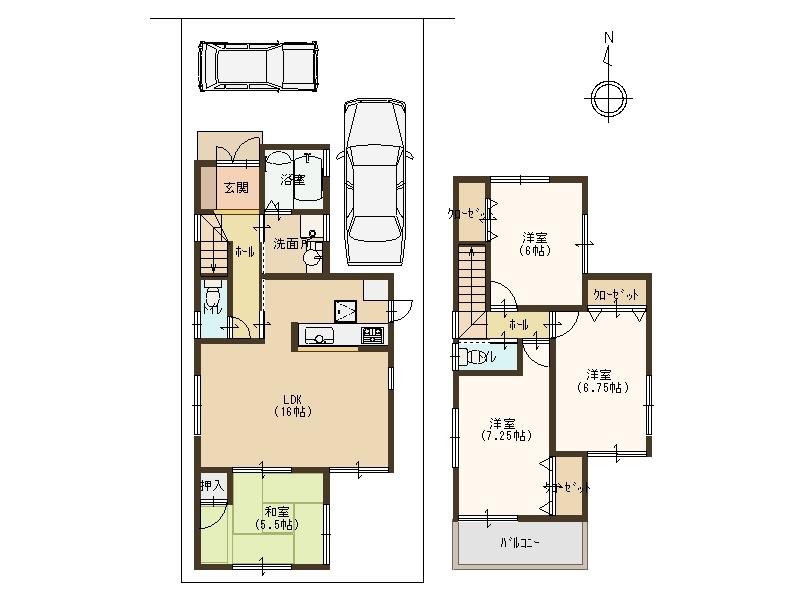 Floor plan. (No. 1 point), Price 28.8 million yen, 4LDK, Land area 116.69 sq m , Building area 93.96 sq m