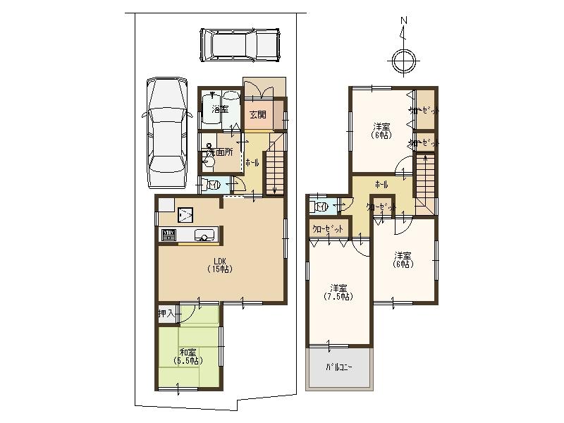 Floor plan. (No. 2 locations), Price 27,800,000 yen, 4LDK, Land area 115.08 sq m , Building area 94.77 sq m