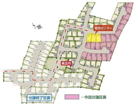 The entire compartment Figure. Large-scale development subdivision of planning the total number of units 117 units (subdivision including termination compartment). All houses site area 36 square meters (120 sq m) or more relaxed city block design of the <whole compartment view>