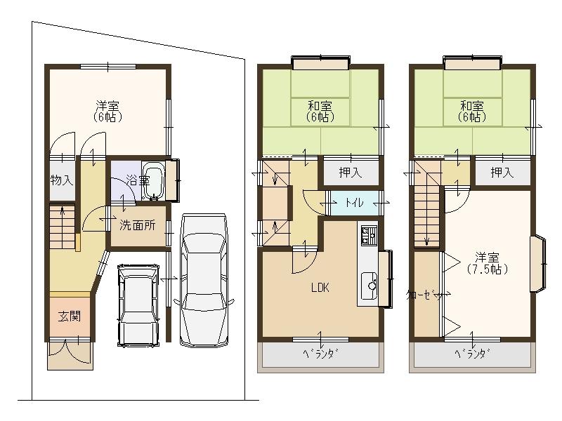 Floor plan. 12.9 million yen, 4LDK, Land area 63.47 sq m , Building area 81.67 sq m 2 sided balcony