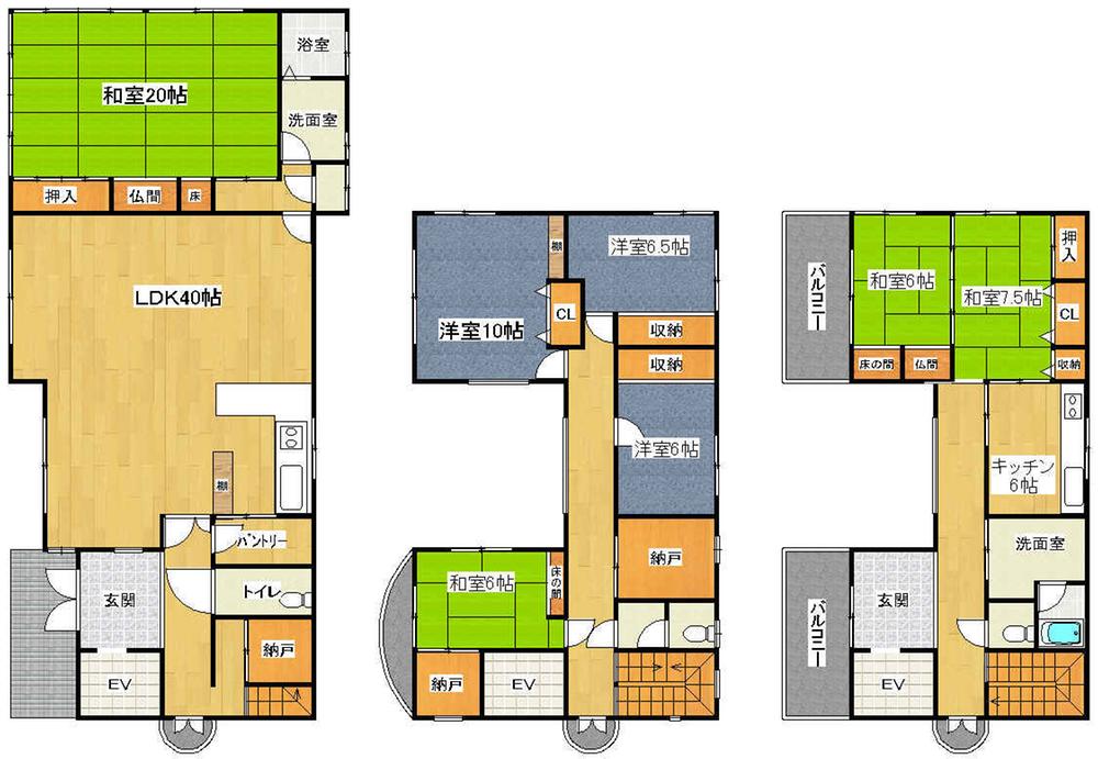 Floor plan. 108 million yen, 7LDK + S (storeroom), Land area 484.74 sq m , Building area 385.99 sq m