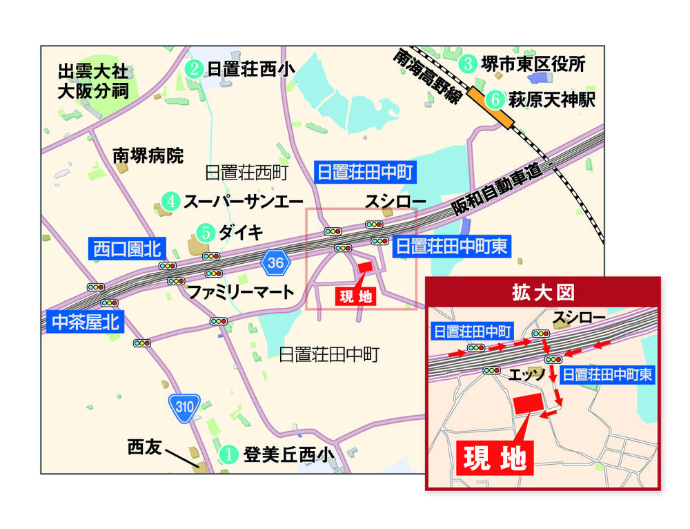 Local guide map. Hagiharatenjin Station walk 13 minutes