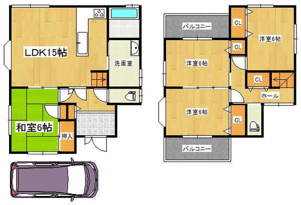 Floor plan. 22,800,000 yen, 4LDK, Land area 100.01 sq m , Building area 94.77 sq m