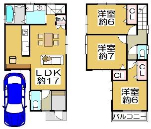 Building plan example (floor plan). Building reference floor area of ​​85.00 sq m Building reference price 12.6 million yen