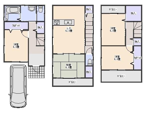 Floor plan. 20,900,000 yen, 4LDK, Land area 63.59 sq m , Building area 99.63 sq m