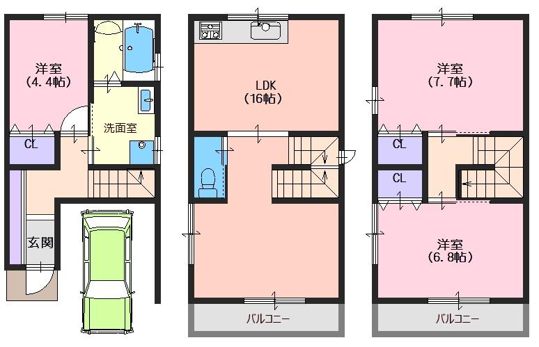 Floor plan. 20.8 million yen, 3LDK, Land area 51.63 sq m , Building area 94.42 sq m