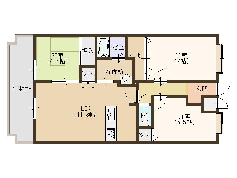 Floor plan. 3LDK, Price 13 million yen, Footprint 70.4 sq m , Is a good floor plan of the balcony area 11.8 sq m usability