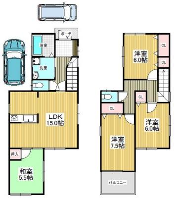 Floor plan. 27,800,000 yen, 4LDK, Land area 115.08 sq m , Building area 94.77 sq m