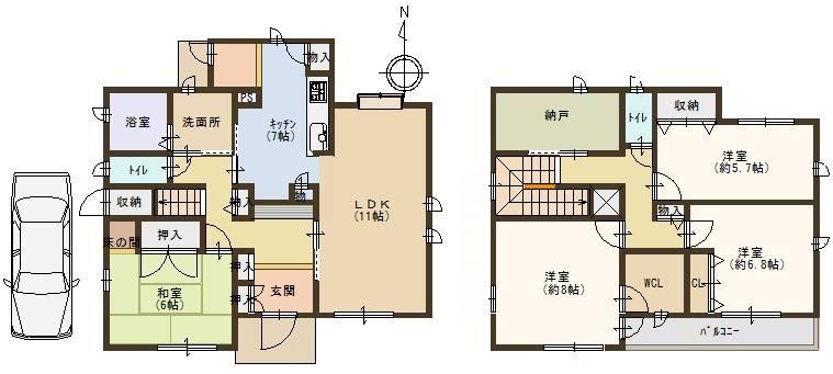 Floor plan. 34,800,000 yen, 4LDK + S (storeroom), Land area 182.08 sq m , It is a building area of ​​132.53 sq m living easy home