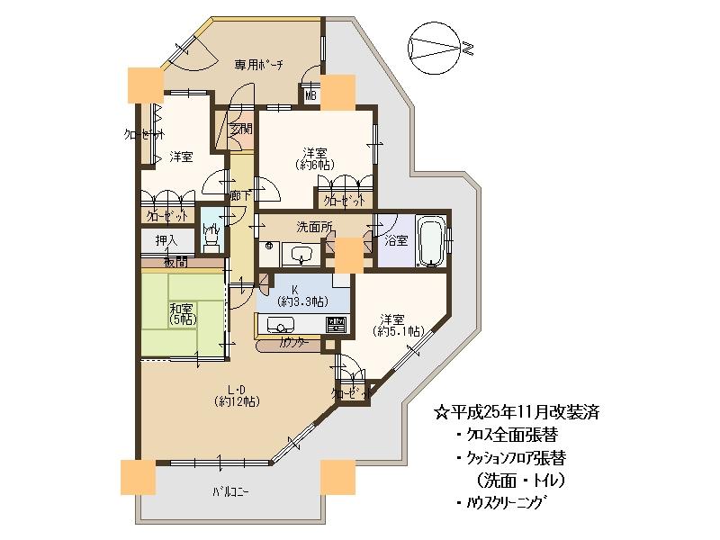 Floor plan. 4LDK, Price 26,800,000 yen, Occupied area 80.09 sq m , Balcony area 31.33 sq m high-rise floor ・ Attached to the corner room, View ・ ventilation ・ Lighting is good