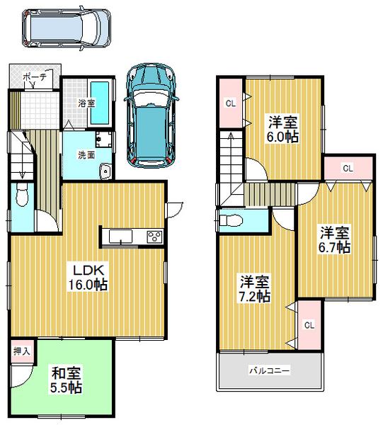 Floor plan. 28.8 million yen, 4LDK, Land area 116.69 sq m , Building area 93.96 sq m 4LDK, All room with storage space