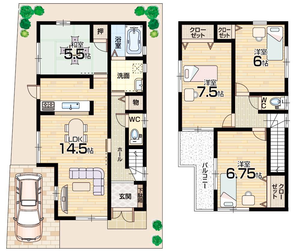 Floor plan. (No. 1 point), Price 30,800,000 yen, 4LDK, Land area 96.5 sq m , Building area 93.96 sq m