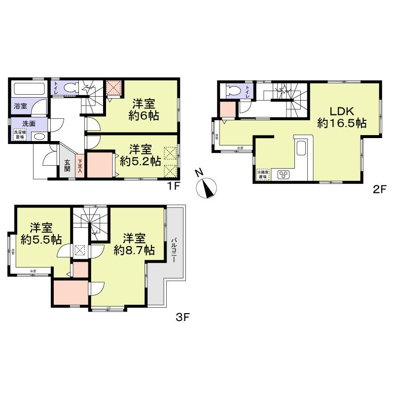 Floor plan. 26,800,000 yen, 4LDK + S (storeroom), Land area 75.01 sq m , Building area 103.72 sq m