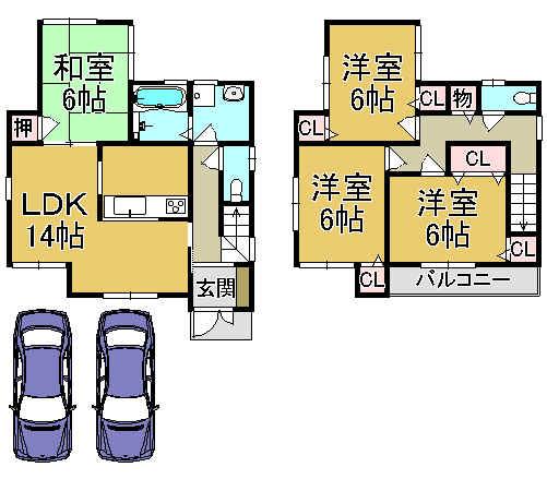 Floor plan. (No. 2 locations), Price 28.8 million yen, 4LDK, Land area 120.36 sq m , Building area 92.34 sq m