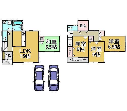 Floor plan. (No. 3 locations), Price 28.8 million yen, 4LDK, Land area 117.43 sq m , Building area 94.77 sq m