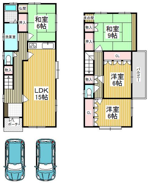 Floor plan. 23.8 million yen, 4LDK, Land area 107.88 sq m , Building area 105.7 sq m
