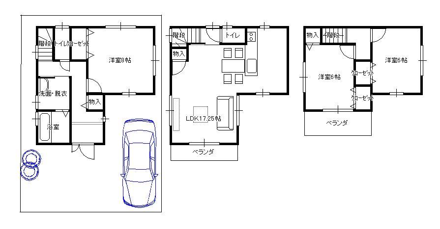 Floor plan. 29,800,000 yen, 3LDK, Land area 72.57 sq m , Building area 90.72 sq m LDK17.25 Pledge, Balconies 2 places, Frontage is the three-story of the spread.