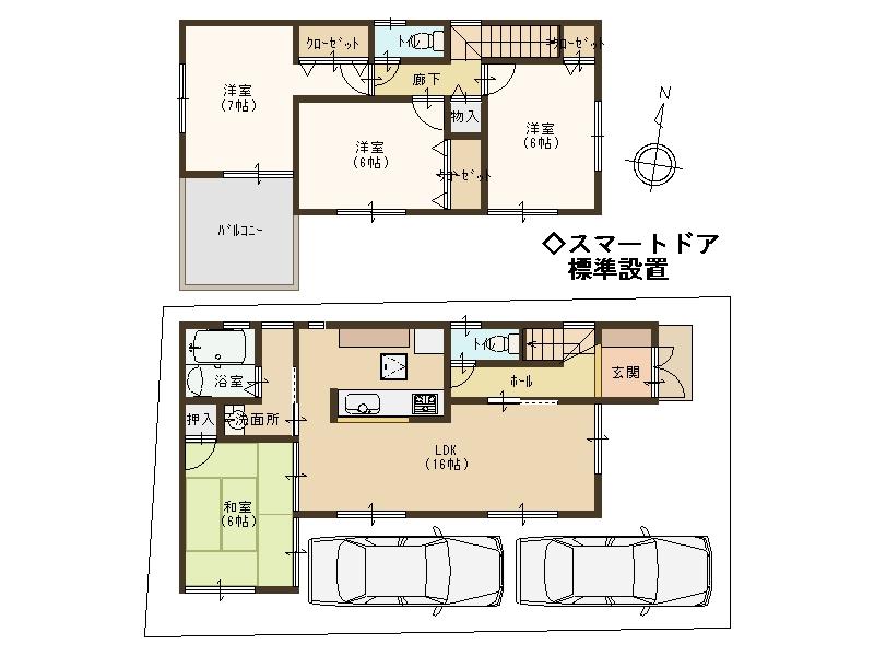 Floor plan. (No. 2 locations), Price 20.8 million yen, 4LDK, Land area 104.67 sq m , Building area 93.96 sq m