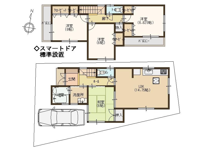 Floor plan. (No. 6 locations), Price 17.8 million yen, 4LDK, Land area 100.01 sq m , Building area 93.95 sq m