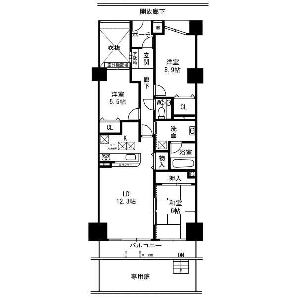 Floor plan. 3LDK, Price 19,800,000 yen, Occupied area 81.73 sq m , Balcony area 8.88 sq m