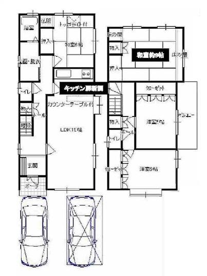 Floor plan. 23.8 million yen, 4LDK, Land area 107.88 sq m , In building area 105.7 sq m storage with plenty of spacious 4LDK, Garage space is also with 2 cars. 