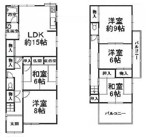 Floor plan. 29,800,000 yen, 5LDK, Land area 128.4 sq m , Spacious 5LDK rare property of safely in the building area 113.4 sq m large family. 