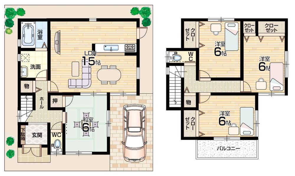 Floor plan. 31,300,000 yen, 4LDK, Land area 99.38 sq m , Building area 94.77 sq m floor plan 4LDK! All rooms 6 quires more!