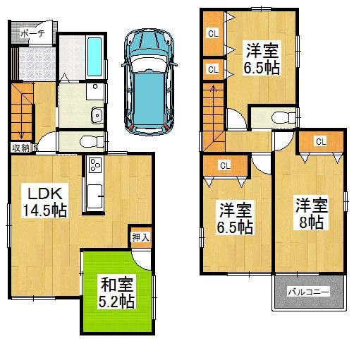 Floor plan. 29,800,000 yen, 4LDK, Land area 86.23 sq m , Building area 91.12 sq m