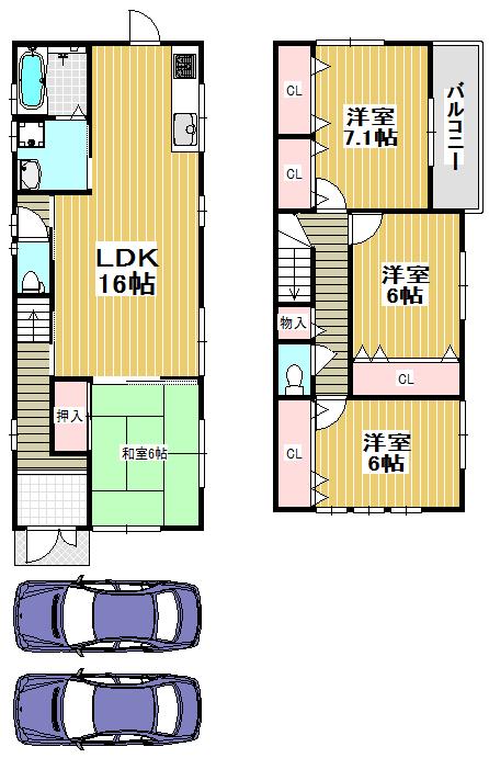 Floor plan. Price 27,800,000 yen, 4LDK, Land area 130 sq m , Building area 99.63 sq m