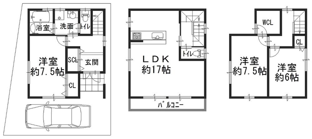 Floor plan. 27,800,000 yen, 3LDK, Land area 69.46 sq m , Building area 95.58 sq m