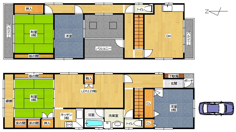 Floor plan. 28.8 million yen, 4LDDKK, Land area 168.68 sq m , Building area 141.89 sq m