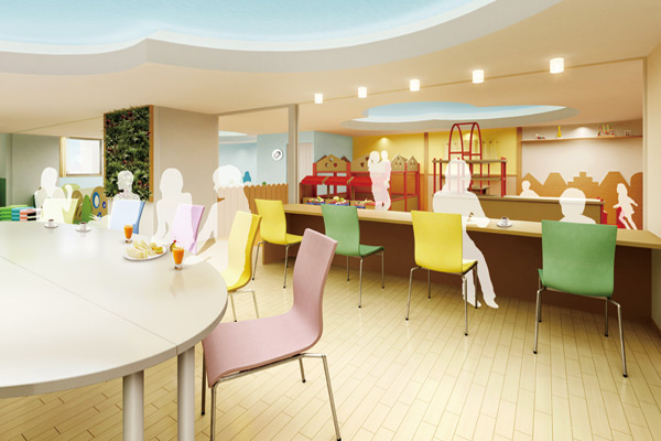 Shared facilities.  [Parent and child cafe Bambini] While watching how the children play, Moms slowly tea time. Parents and children in the same space, You can enjoy each. Infant safety conscious baby lounge has also been installed (Rendering. Fee required)