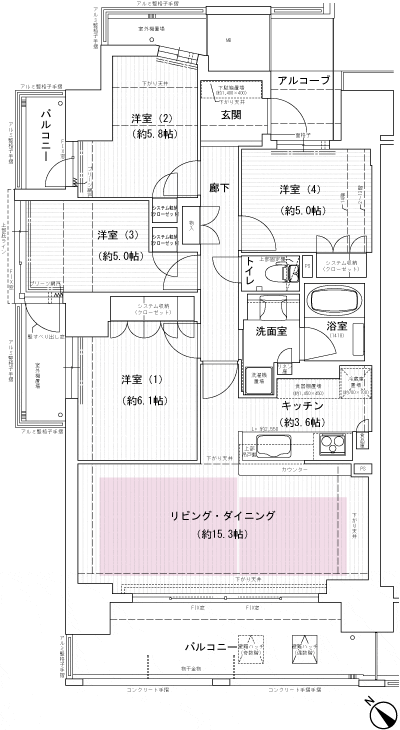 Floor: 4LDK, occupied area: 86.64 sq m, Price: 38.5 million yen