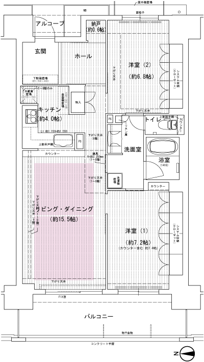 Floor: 2LDK + N (storeroom), the occupied area: 80.64 sq m, Price: 35.1 million yen
