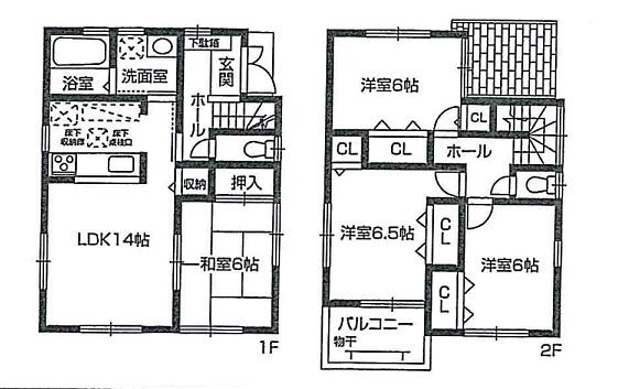 Floor plan. (Building 2), Price 27,800,000 yen, 4LDK, Land area 81.91 sq m , Building area 93.15 sq m