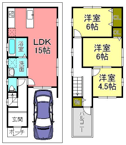 Building plan example (floor plan). Building plan example Building price 14.7 million yen, Building area 76.95 sq m