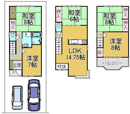 Floor plan. 27,800,000 yen, 5LDK, Land area 84.03 sq m , Building area 116.82 sq m