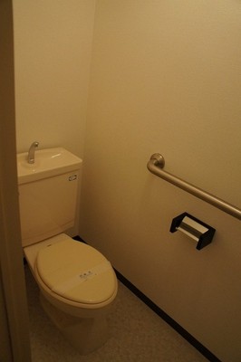 Toilet. With handrail