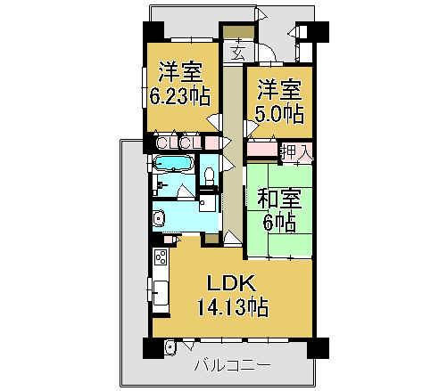 Floor plan. 3LDK, Price 27,800,000 yen, Occupied area 75.06 sq m , Balcony area 29.13 sq m