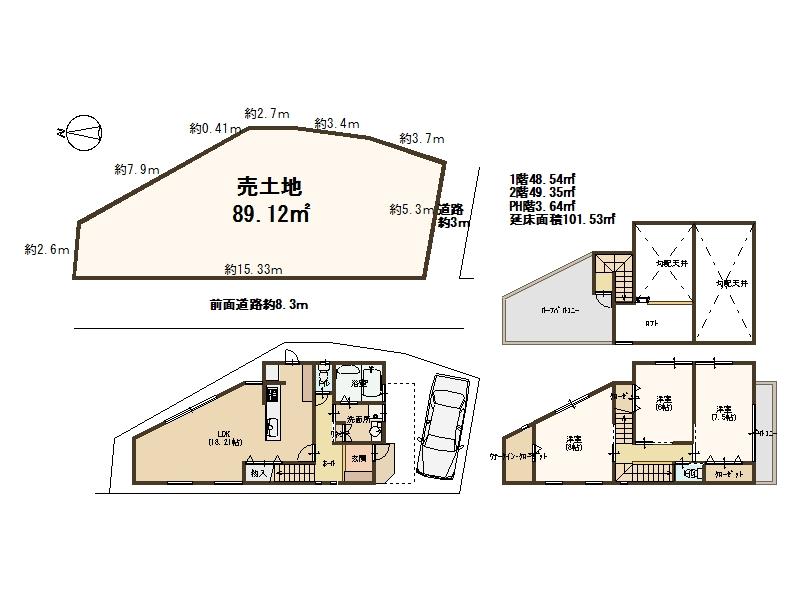 Compartment figure. Land price 15.3 million yen, Land area 89.12 sq m building conditions there is no. Also available upon consultation of the floor plan